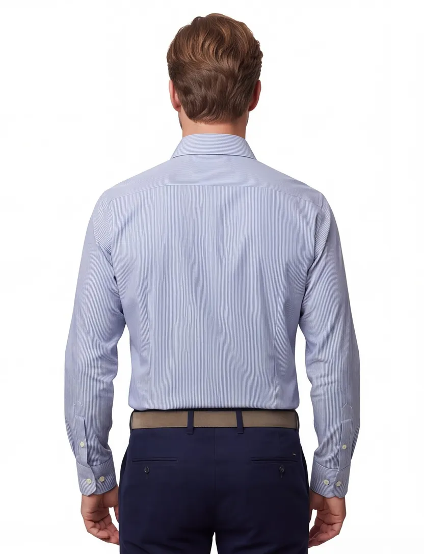 Katoenen Eton overhemd gestreept blauw slim fit