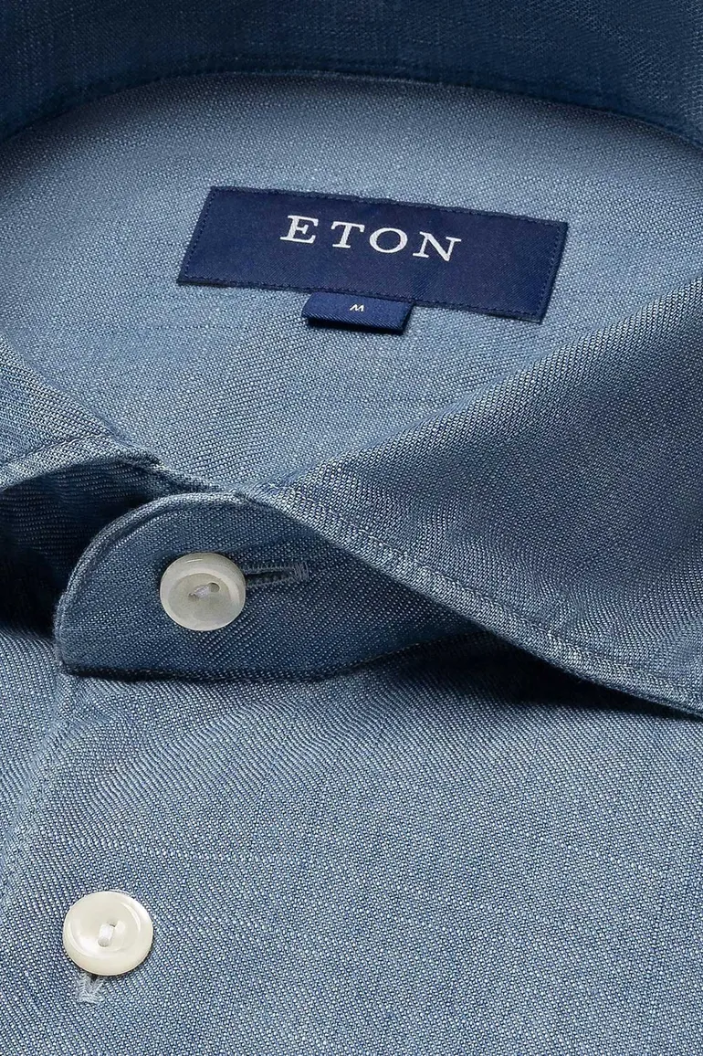 Eton overhemd Blue denim Slim Fit