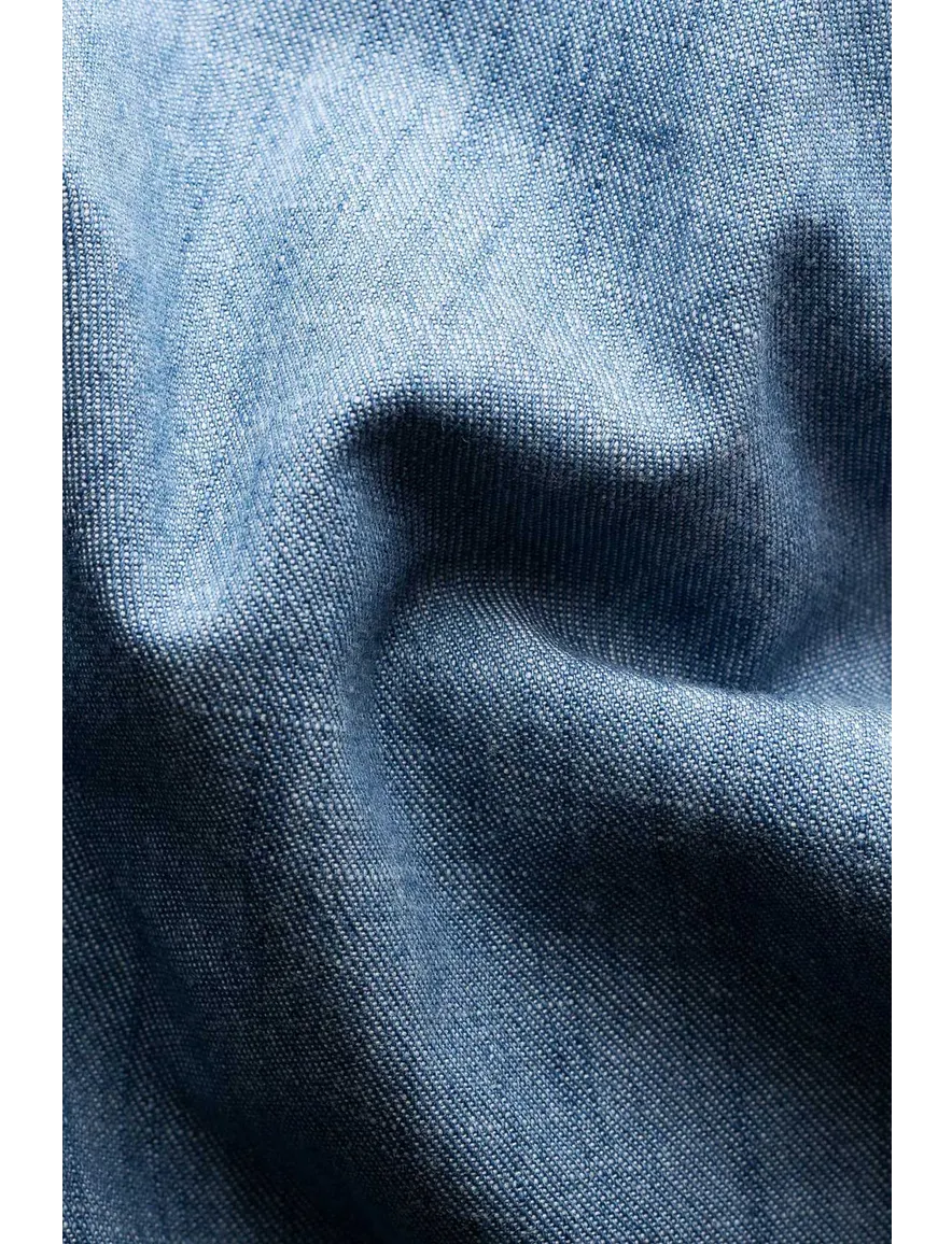 Eton business blauw denim twill overhemd slim fit katoen