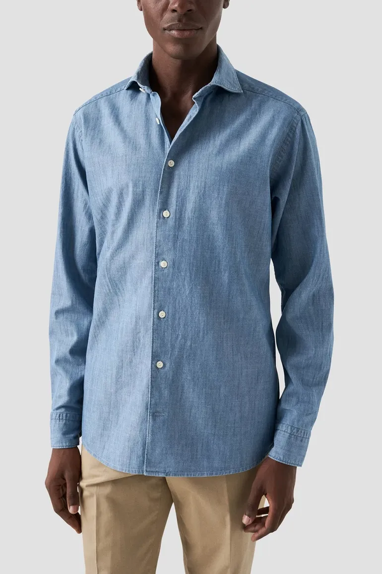 Eton overhemd Blue denim Slim Fit