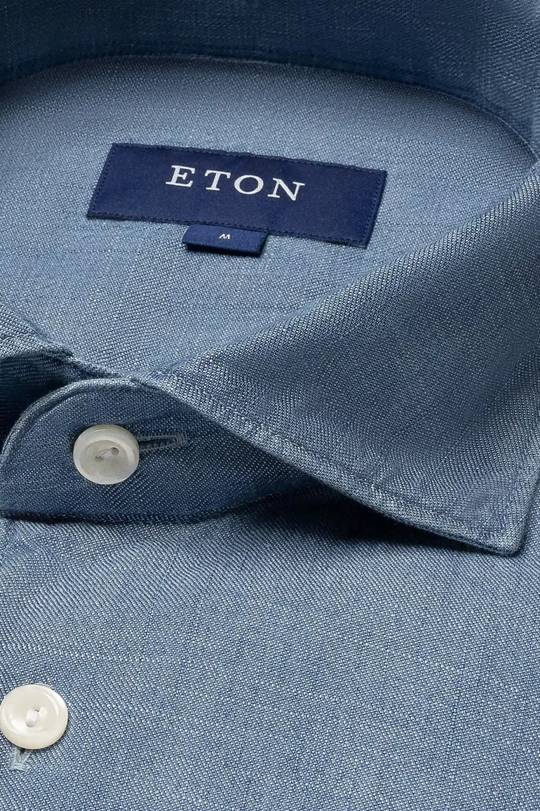 Eton overhemd Blue denim Slim Fit