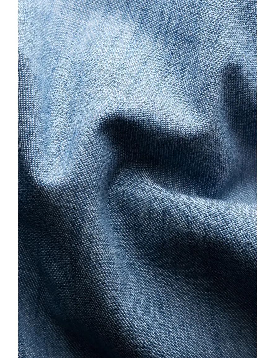 Eton business blauw denim twill overhemd slim fit katoen