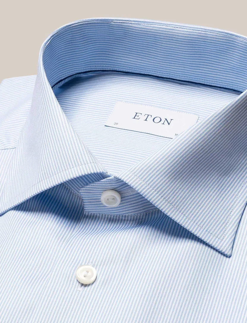 Eton overhemd lichtblauw gestreept