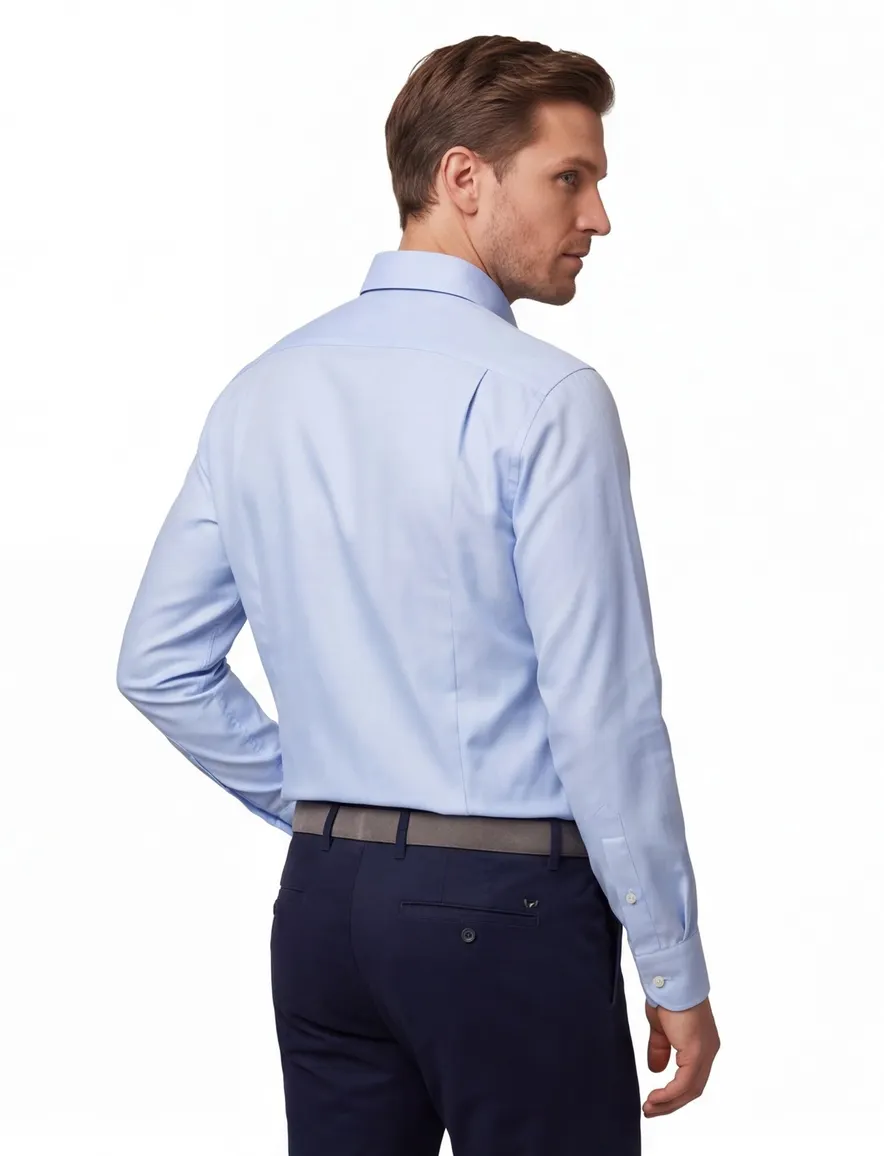Eton overhemd effen lichtblauw button down slim fit