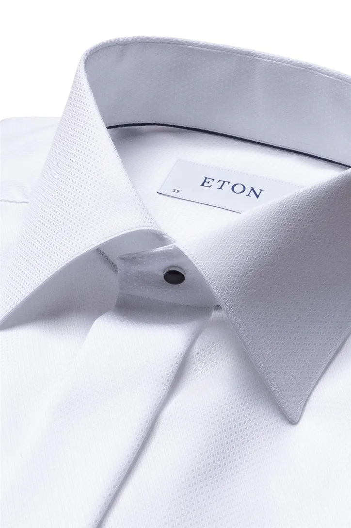 Katoen Eton contemporary fit overhemd structuur wit