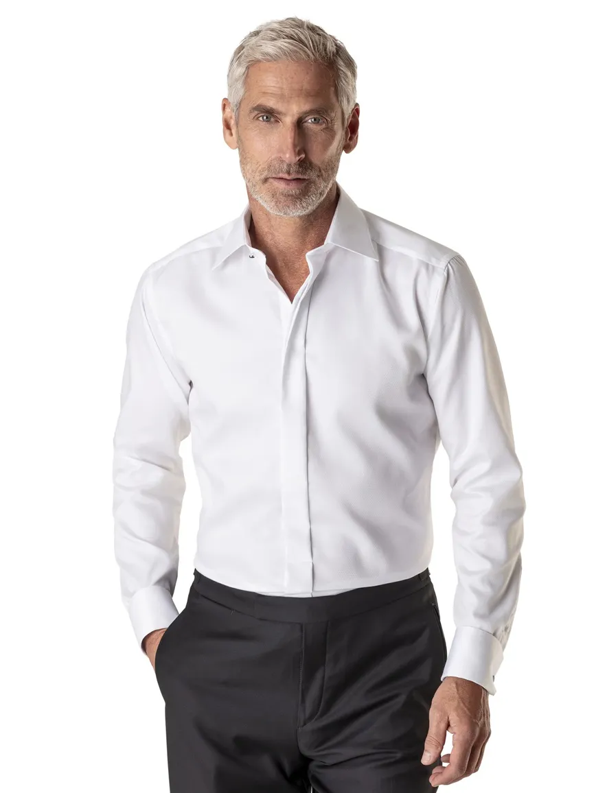 Eton overhemd wit katoen structuur contemporary fit