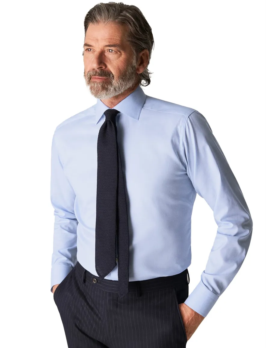 Eton overhemd lichtblauw Houndstooth Fine Twill
