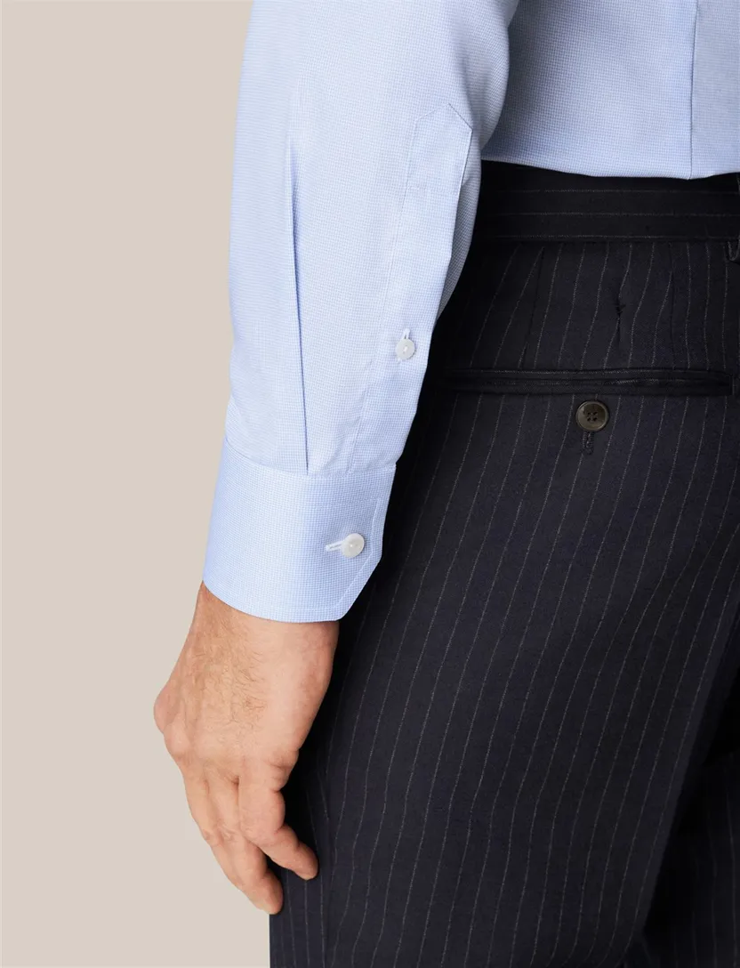 Katoenen Eton overhemd lichtblauw slim fit geweven