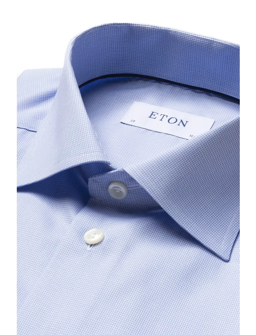Eton overhemd lichtblauw Twill Hounds Tooth contemporary fit