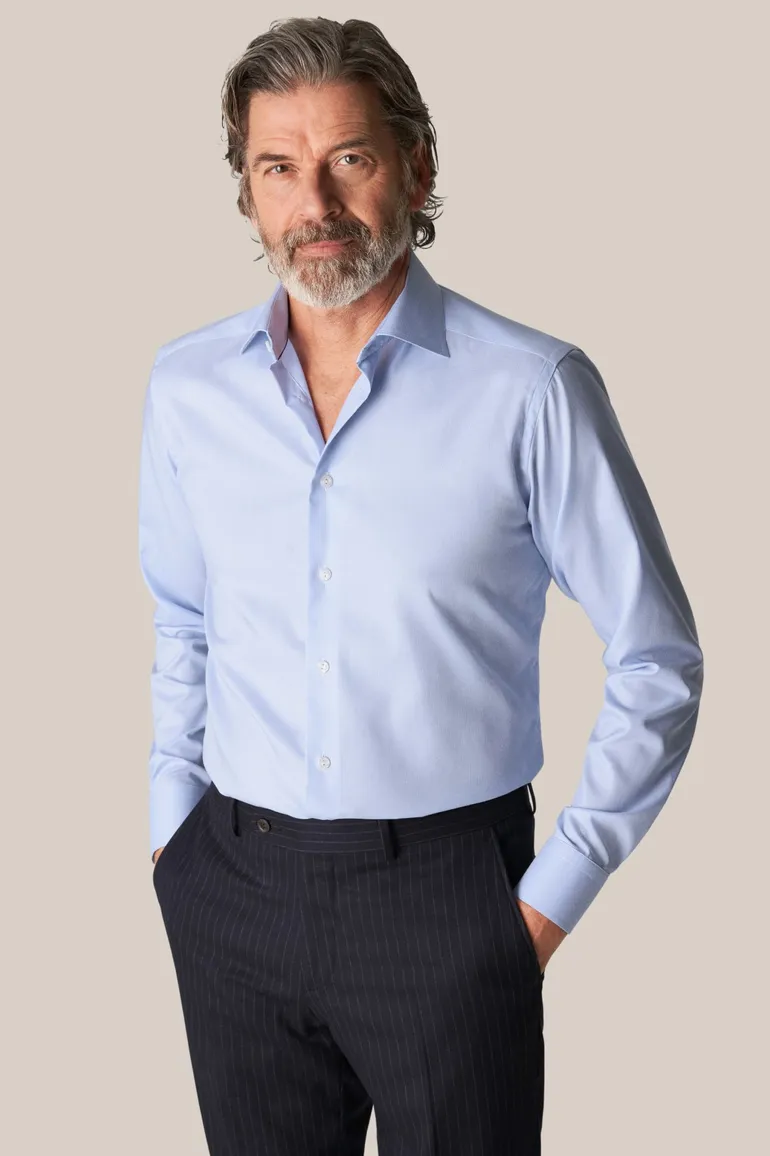 Eton overhemd lichtblauw Twill Hounds Tooth contemporary fit