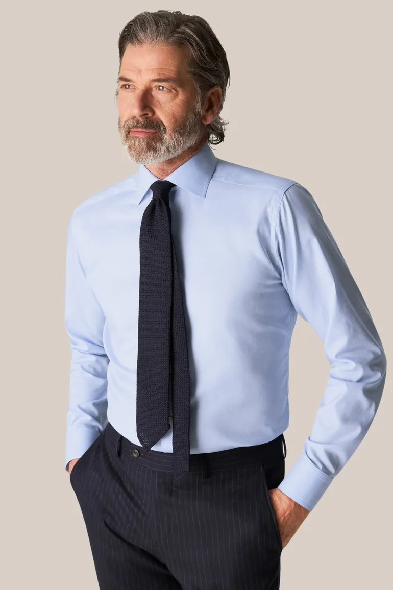 Eton overhemd lichtblauw Twill Hounds Tooth contemporary fit