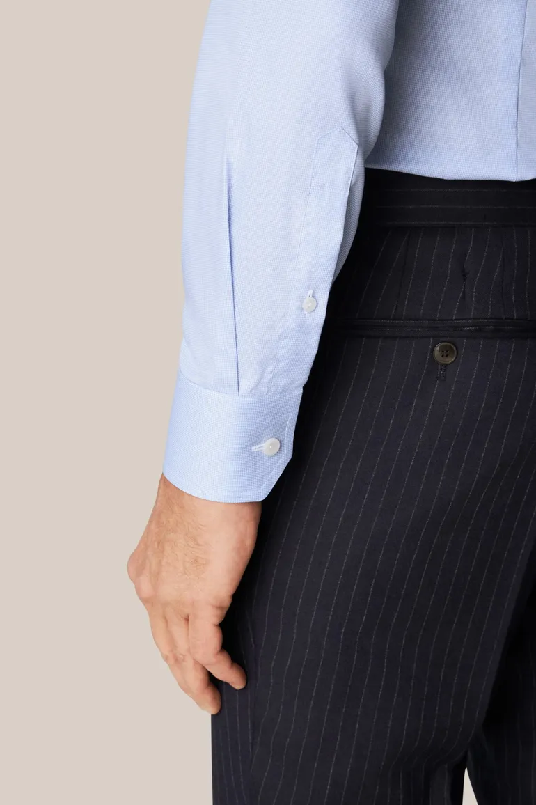 Eton overhemd lichtblauw Twill Hounds Tooth contemporary fit