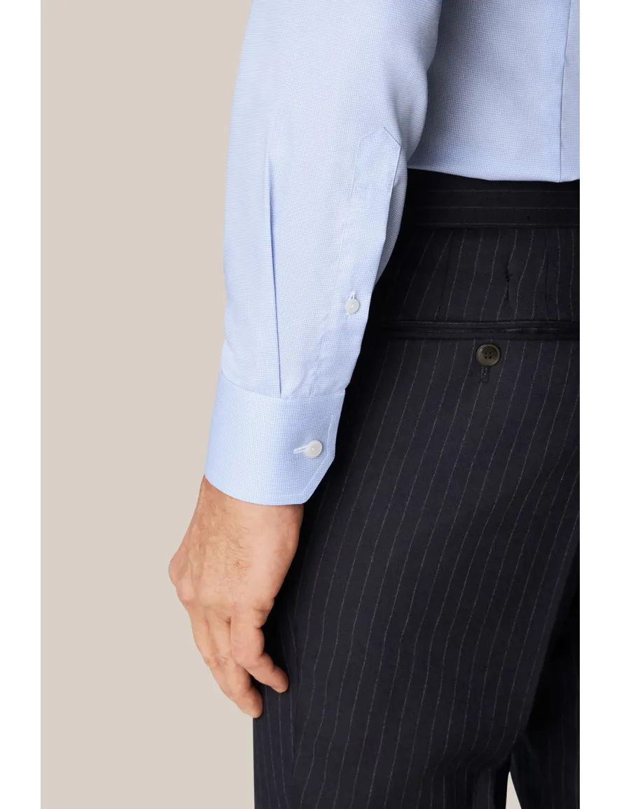 Eton overhemd lichtblauw Twill Hounds Tooth contemporary fit