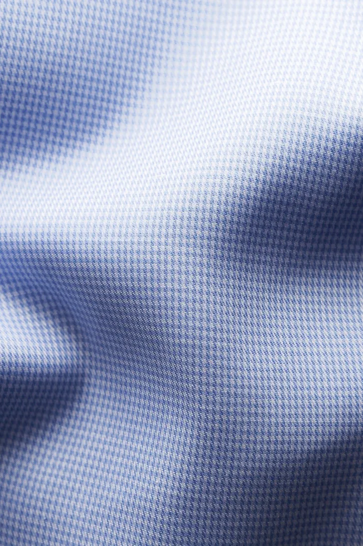 Eton Twill Hounds Tooth overhemd contemporary fit lichtblauw