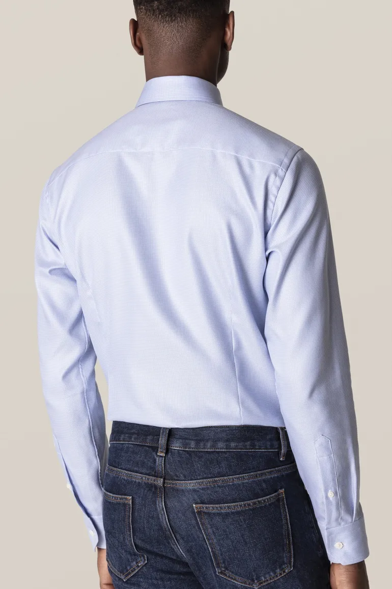 Textured Twill Eton overhemd contemporary fit lichtblauw
