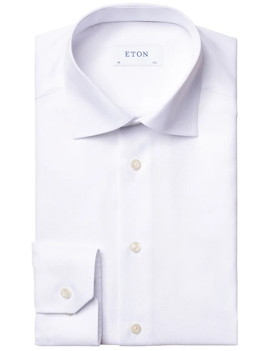 Eton overhemd effen wit Textured Twill slim fit