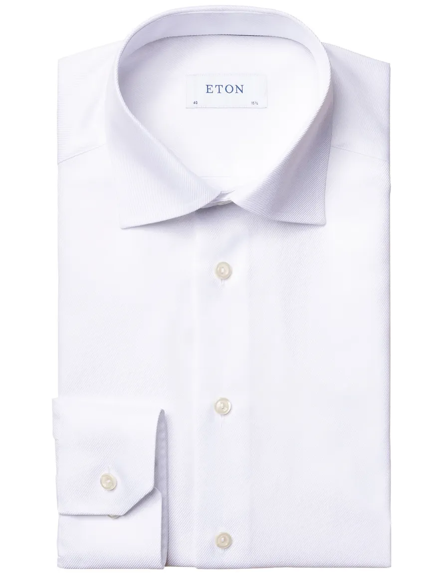 Eton overhemd effen wit Textured Twill slim fit