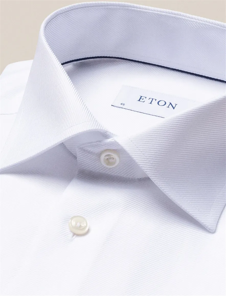 Eton overhemd wit Textured Twill slim fit