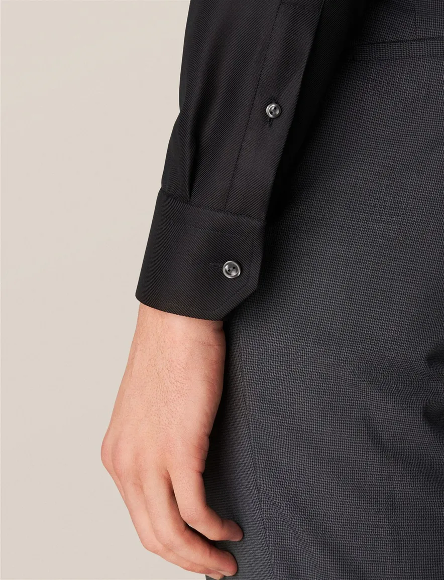 Eton overhemd effen zwart Textured Twill slim fit