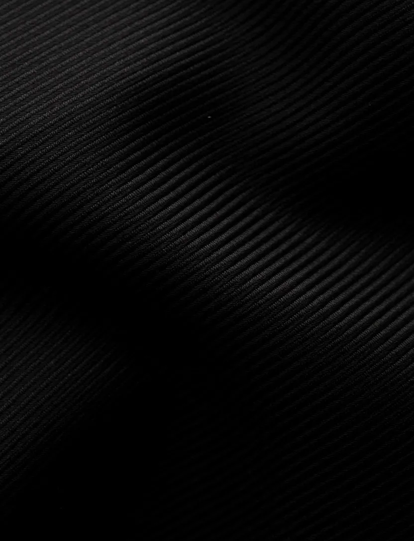 Katoenen Eton overhemd effen zwart slim fit
