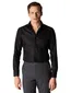 Katoenen Eton overhemd effen zwart slim fit