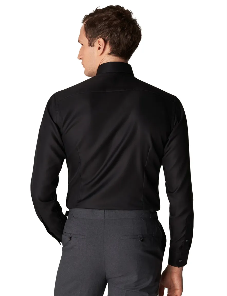 Eton overhemd effen zwart Textured Twill slim fit
