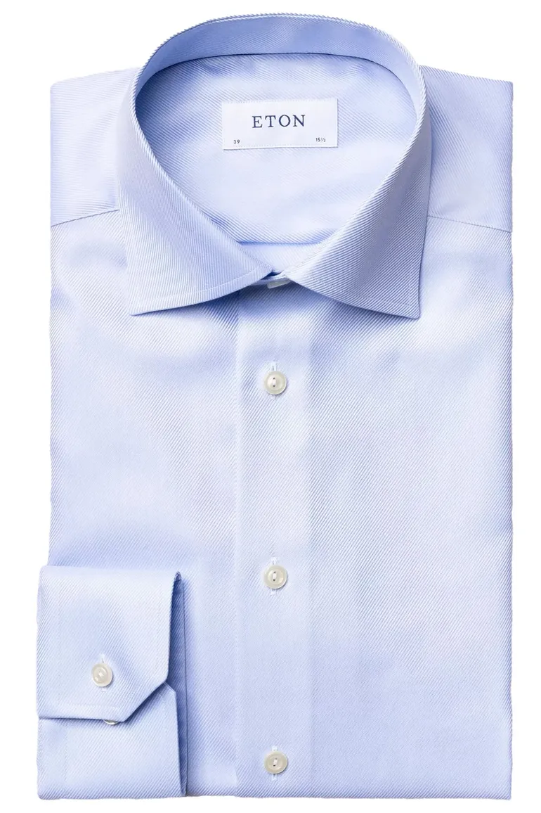 Lichtblauw overhemd Eton Slim Fit Textured Twill