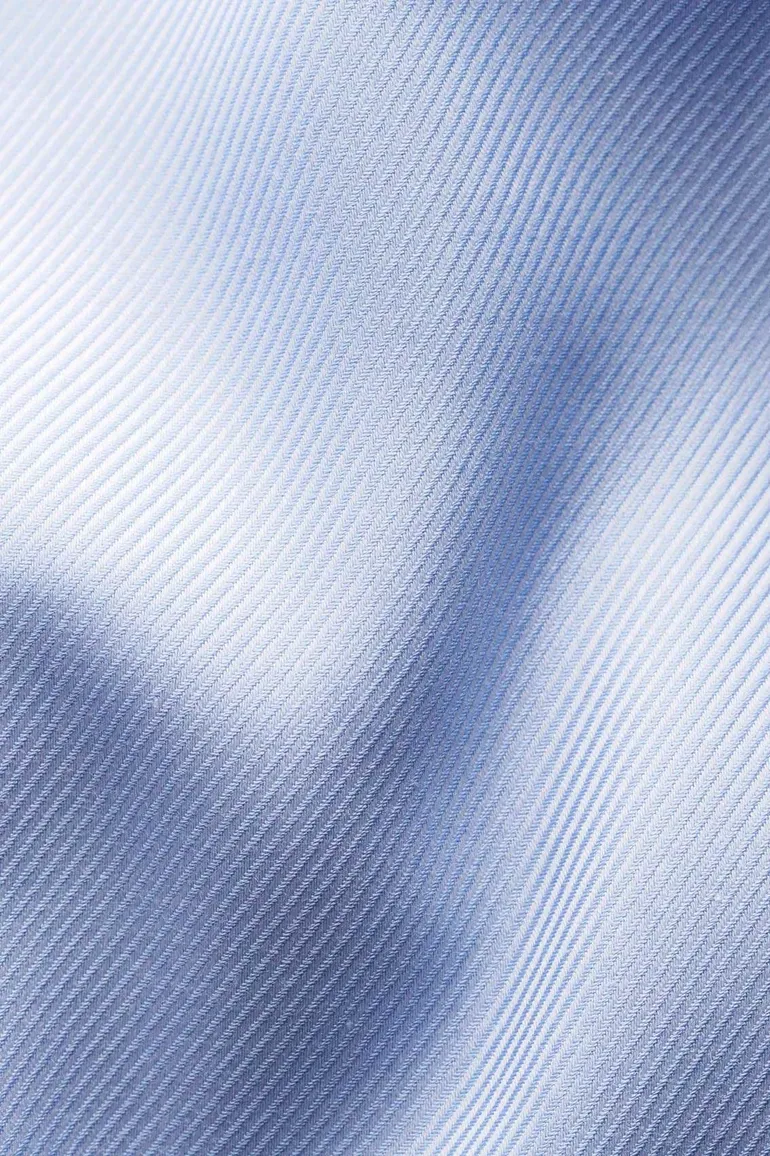 Textured twill Eton overhemd slim fit lichtblauw katoen