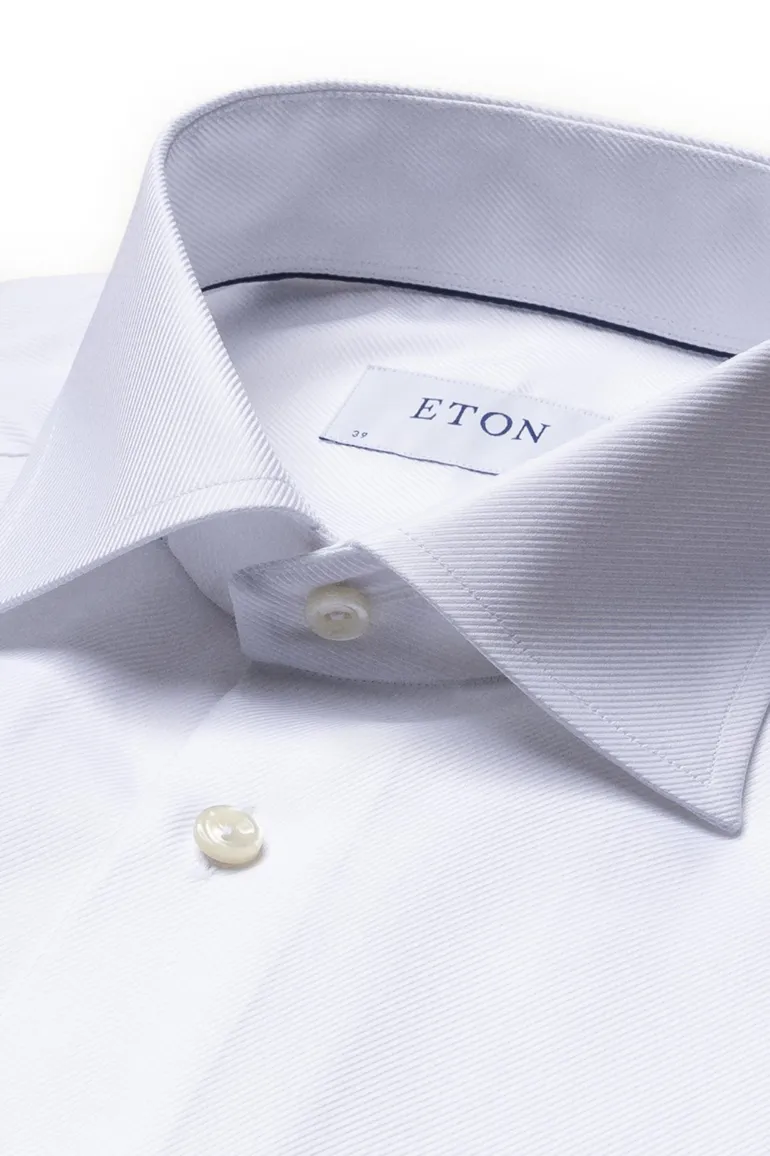 Eton overhemd wit french cuff contemporary fit textured twill