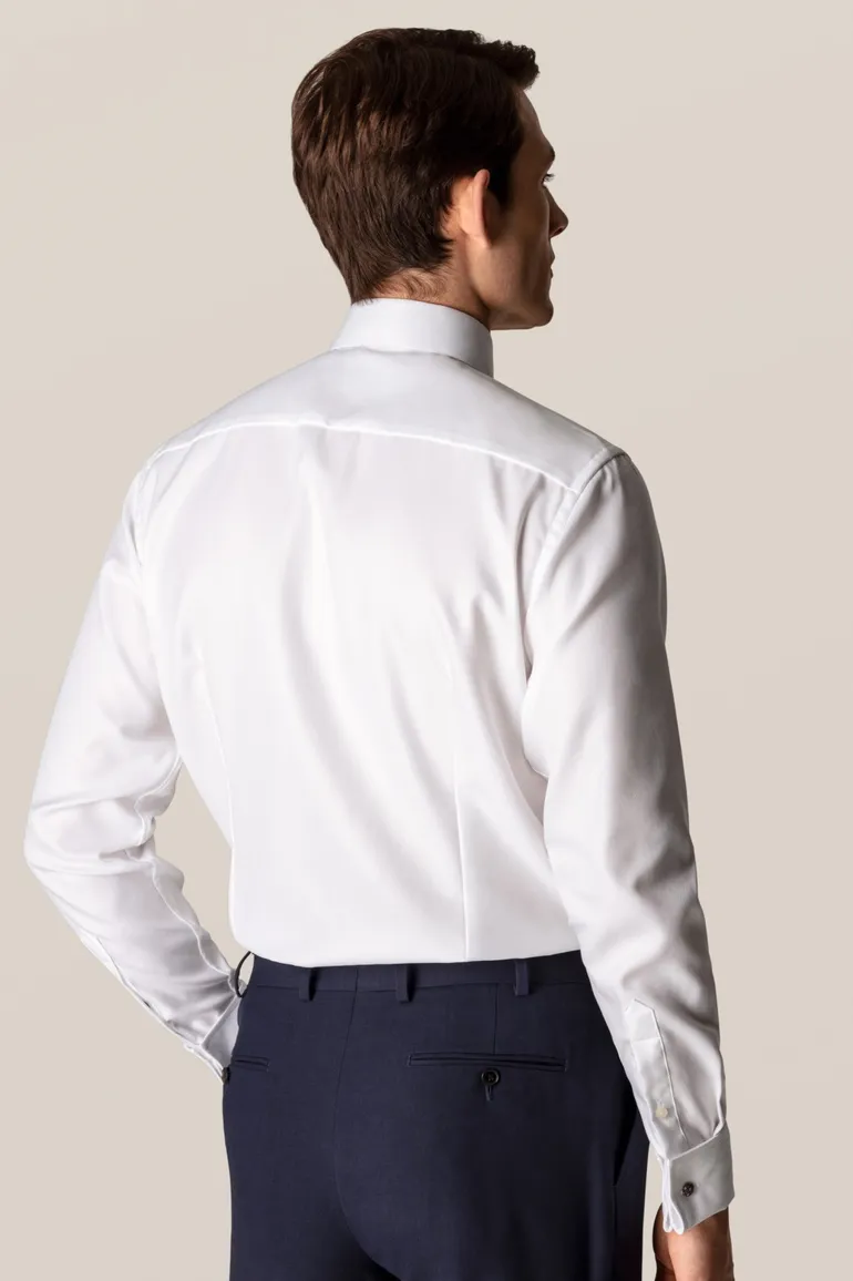 Eton overhemd wit french cuff contemporary fit textured twill