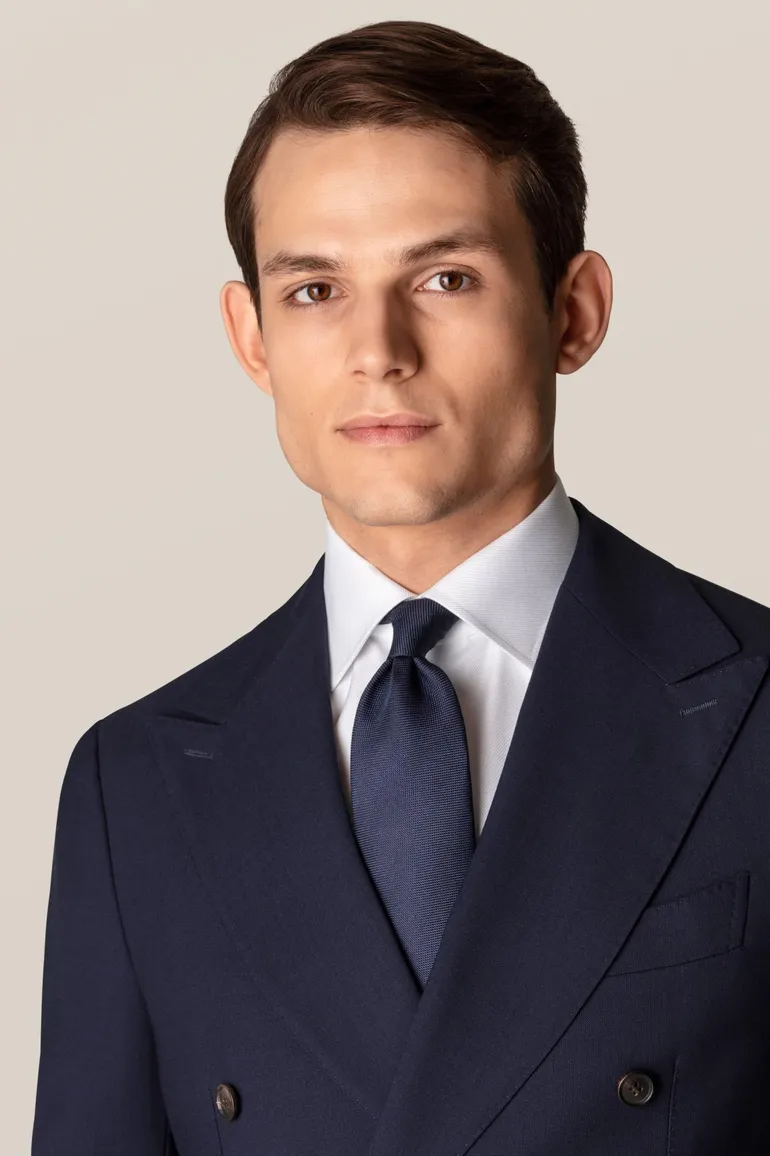 Eton overhemd wit french cuff contemporary fit textured twill
