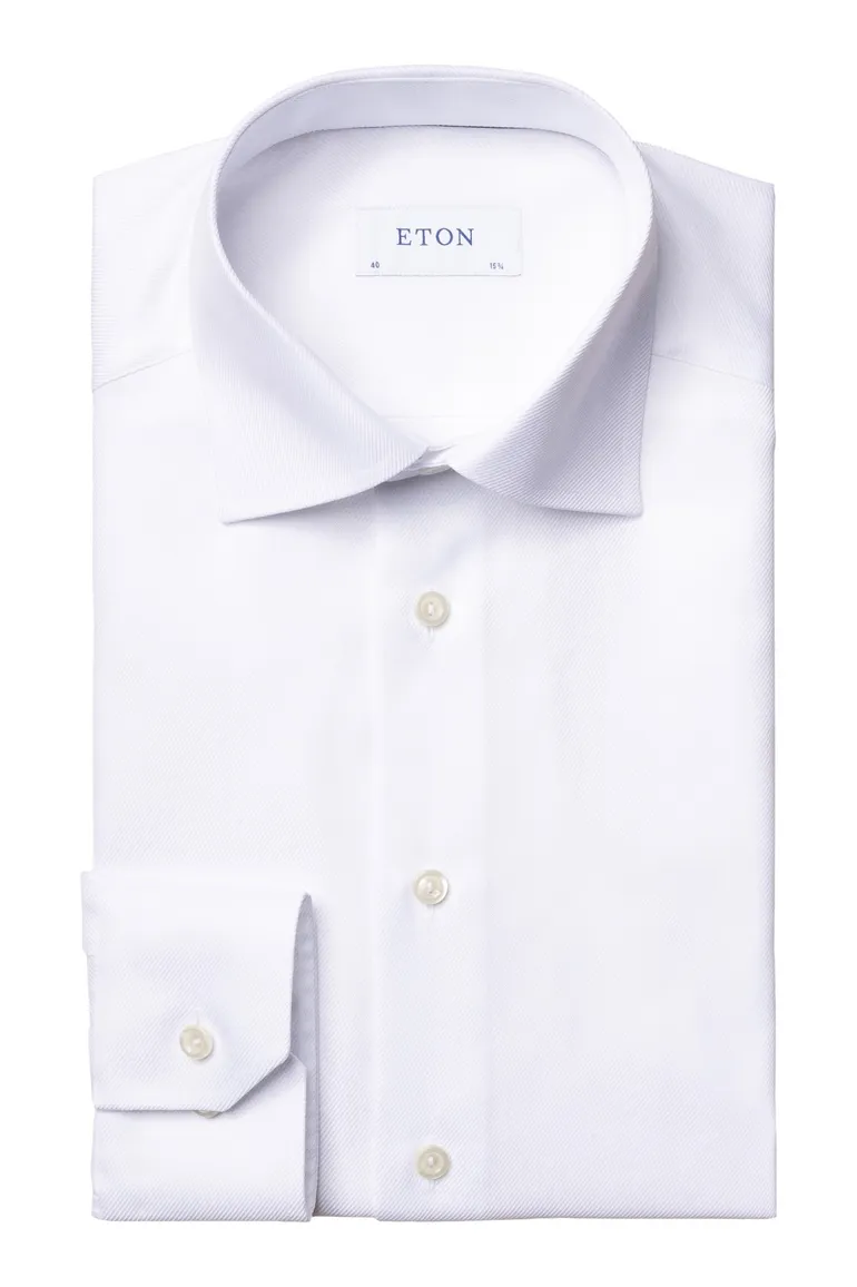 Eton overhemd wit effen wide spread katoen