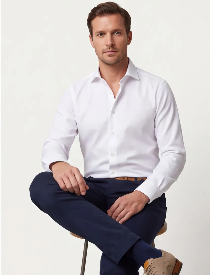 Eton overhemd contemporary twill wit katoen
