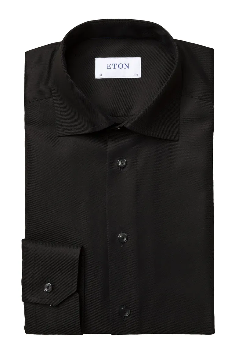 Eton overhemd zwart Textured Twill katoen contemporary fit