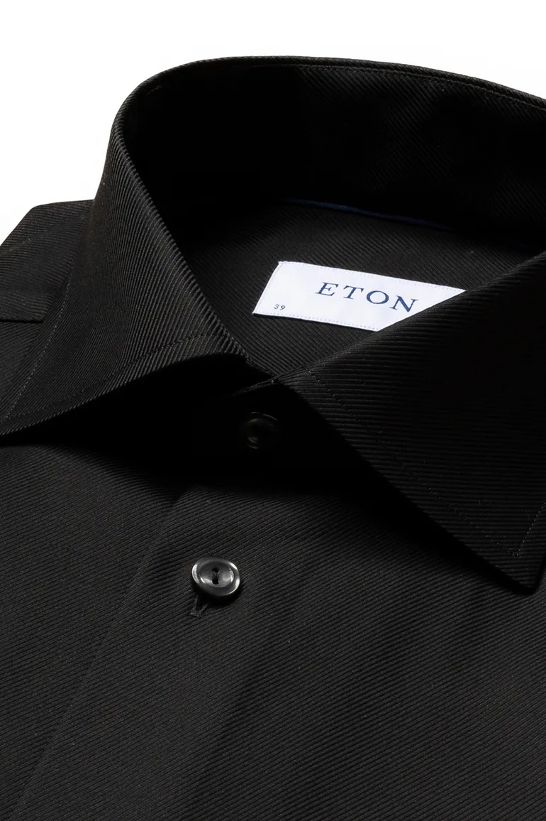 Eton overhemd zwart Textured Twill katoen contemporary fit