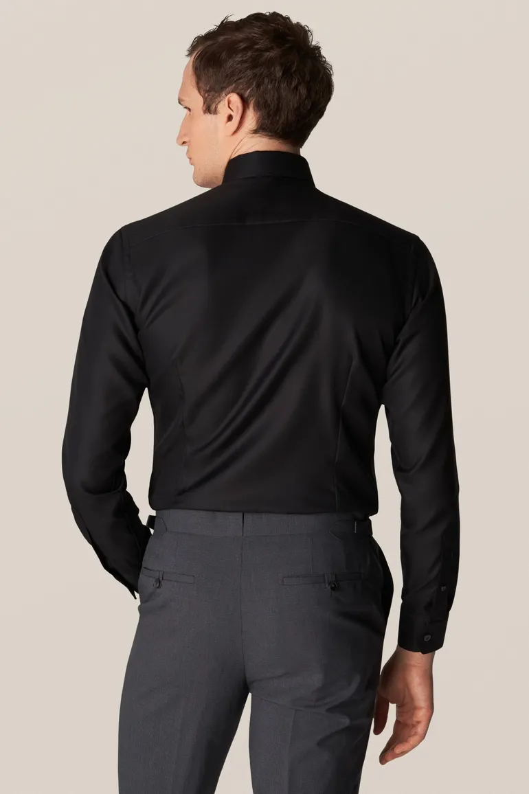 Eton overhemd zwart Textured Twill katoen contemporary fit