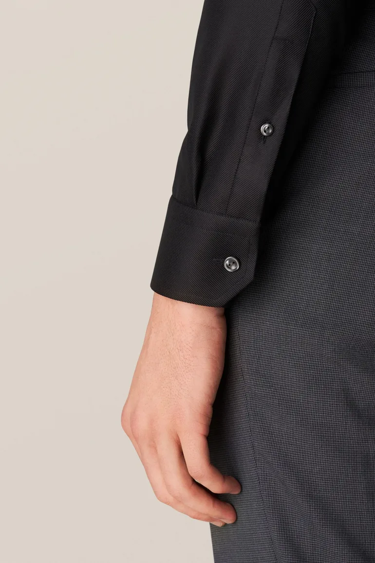 Eton overhemd zwart Textured Twill katoen contemporary fit