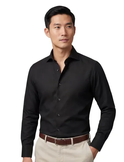 Eton Eton overhemd zwart Textured Twill katoen contemporary fit