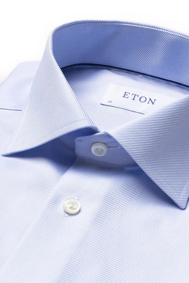 Eton overhemd lichtblauw effen Textured Twill