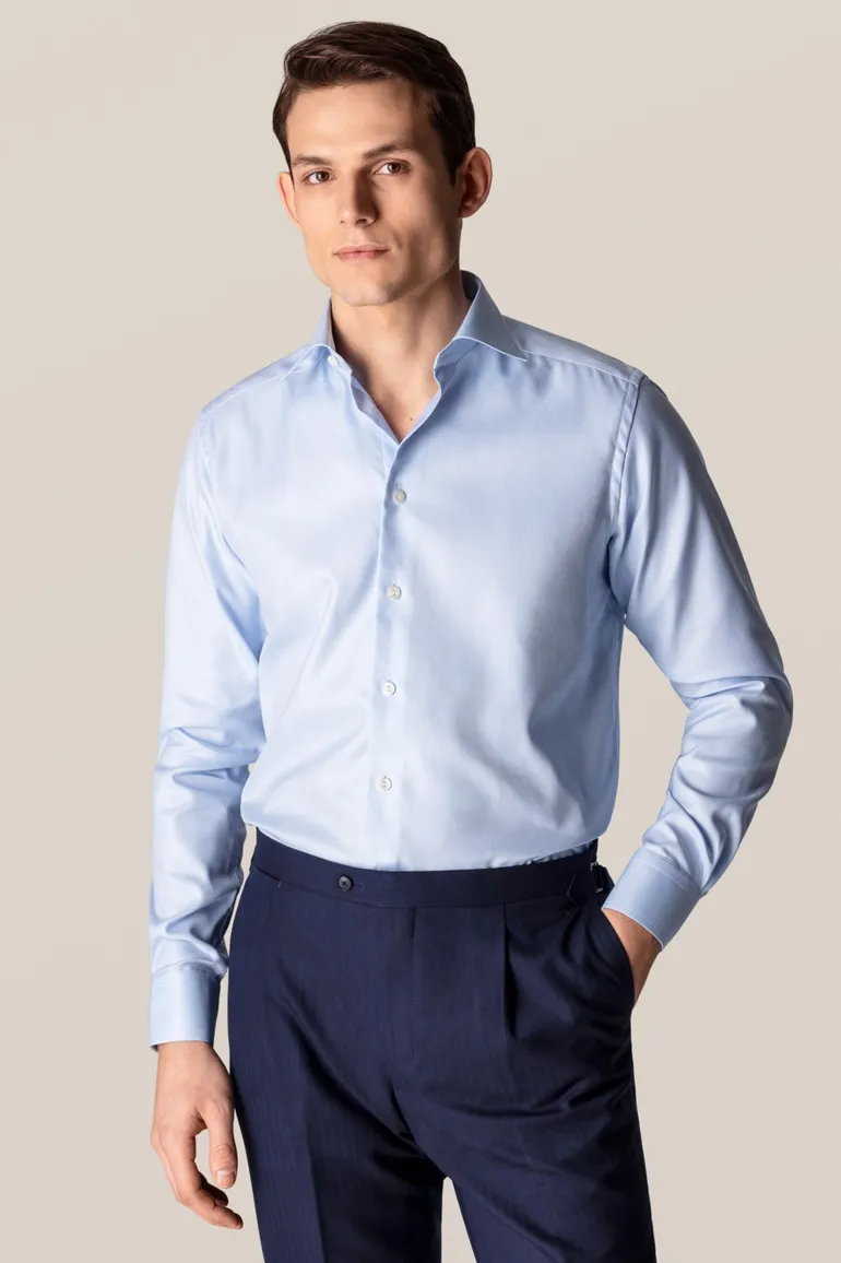 Eton overhemd katoen contemporary fit lichtblauw Textured Twill