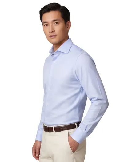 Eton Eton overhemd katoen contemporary fit lichtblauw Textured Twill