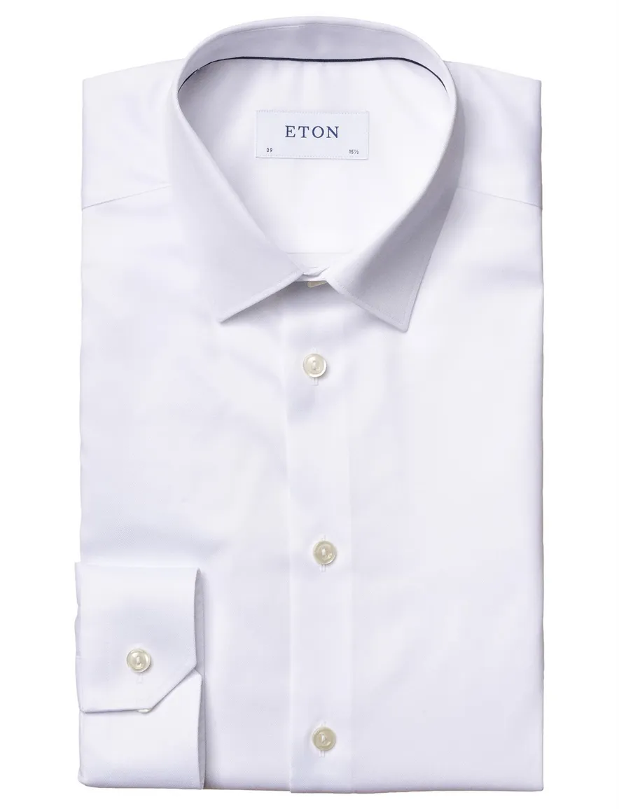 Eton business overhemd super slim fit wit Signature Twill effen