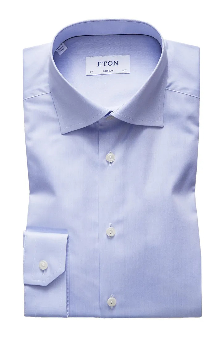 Eton business Signature Twill overhemd super slim fit lichtblauw