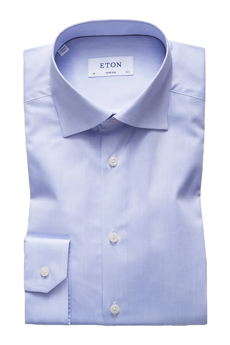 Eton business Signature Twill overhemd super slim fit lichtblauw