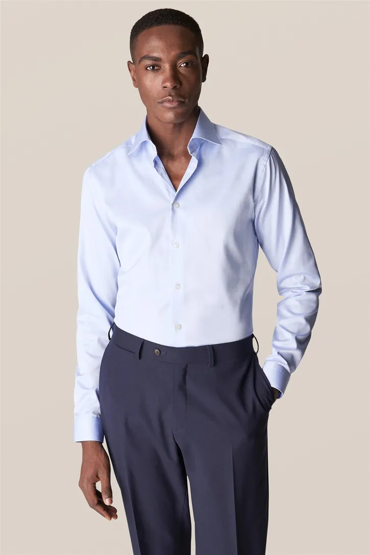 Eton business Signature Twill overhemd super slim fit lichtblauw