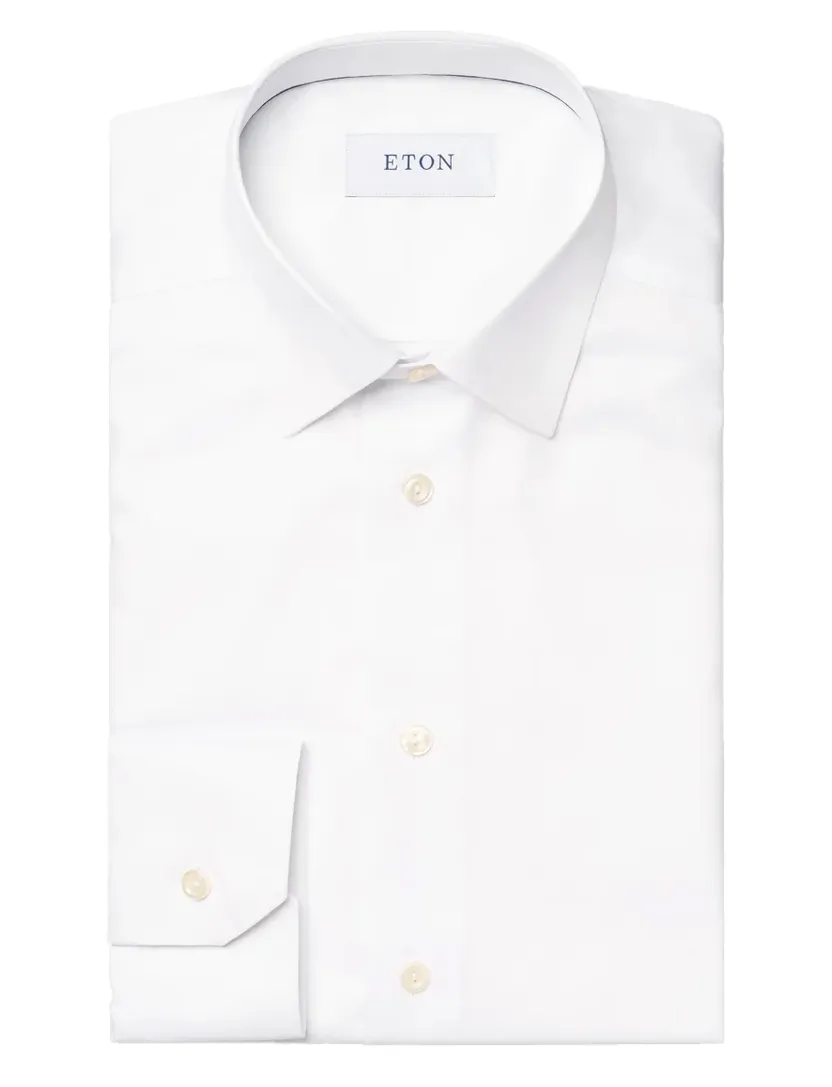 Eton overhemd wit effen cutaway collar