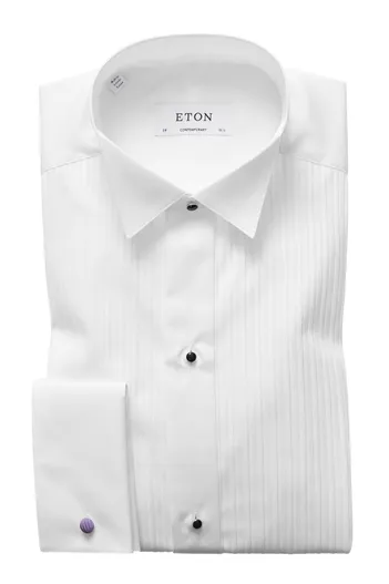 Eton Eton wit overhemd smoking contemporary fit katoen structuur