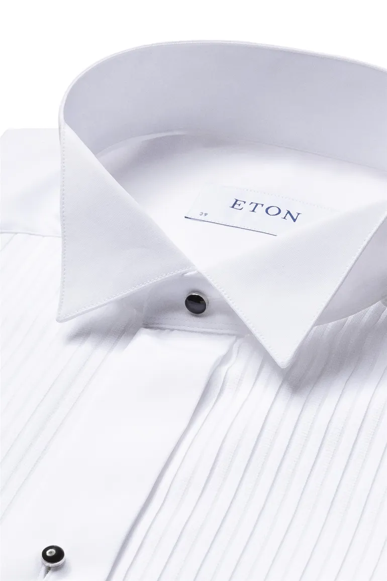 Eton wit overhemd smoking contemporary fit katoen structuur