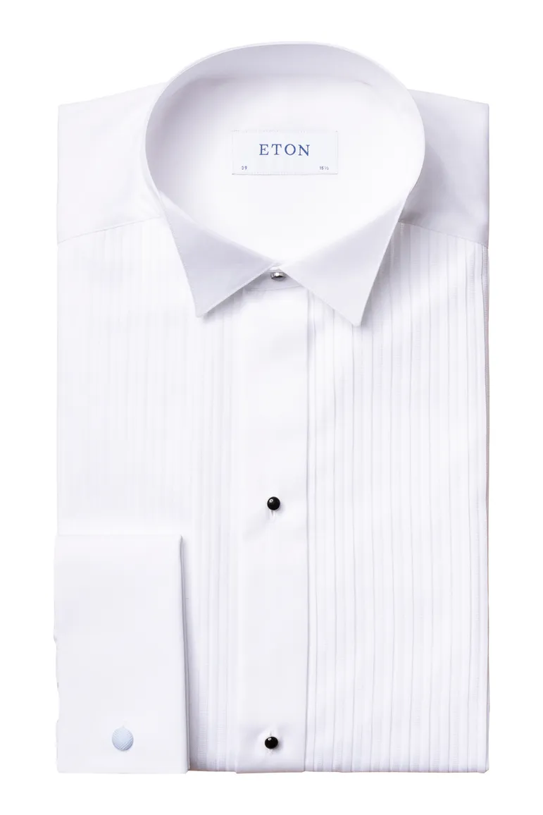 Eton overhemd wit Plissé Tuxedo French Cuff slim fit