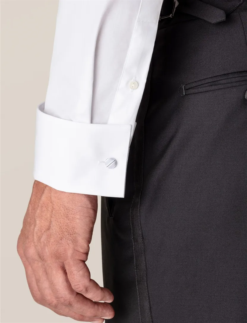 Eton smoking overhemd Piqué Classic Fit wit strepen textuur